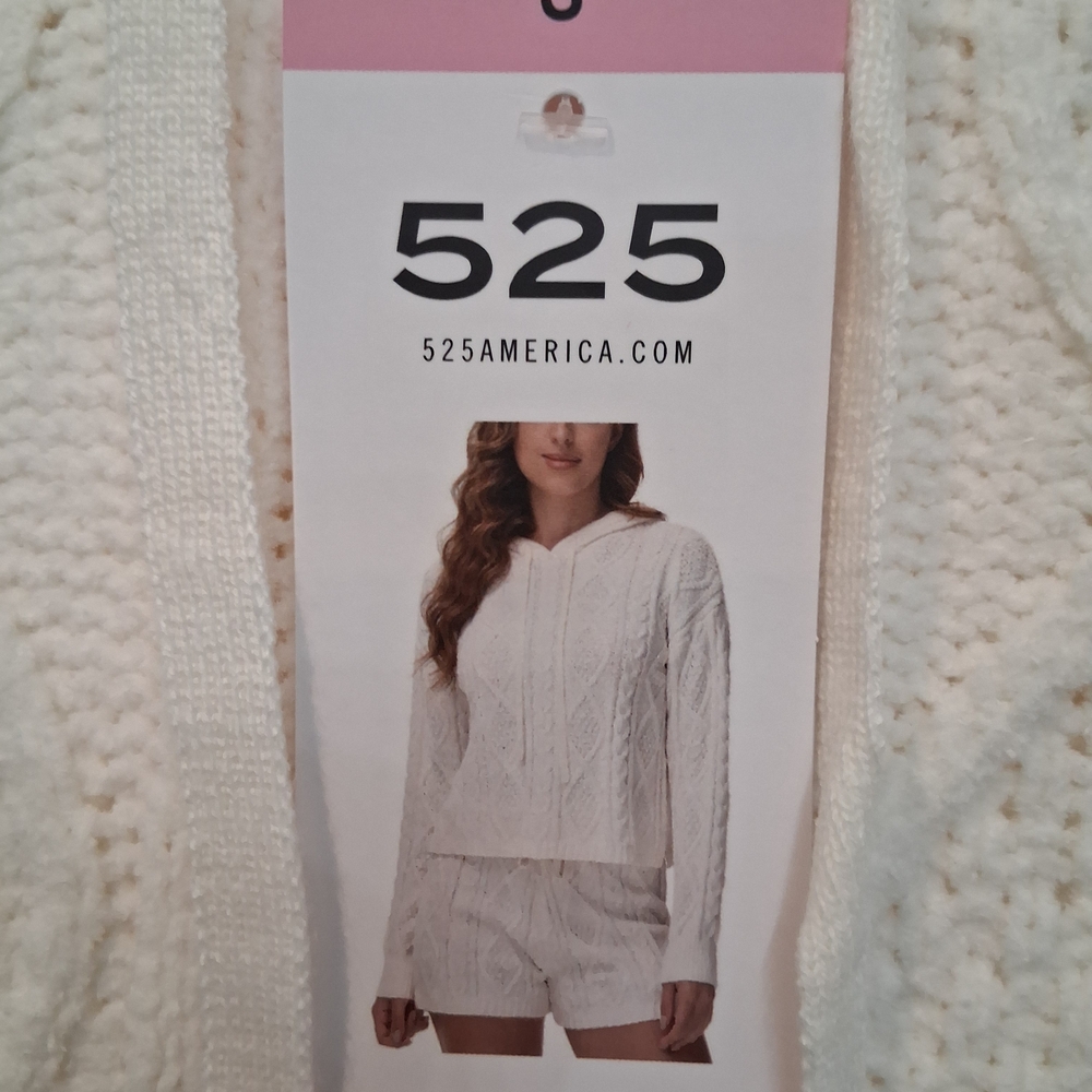 525 America Cable Knit Hoodie Sweater And Shorts Lounge Set - Cream - Picture 4 of 12